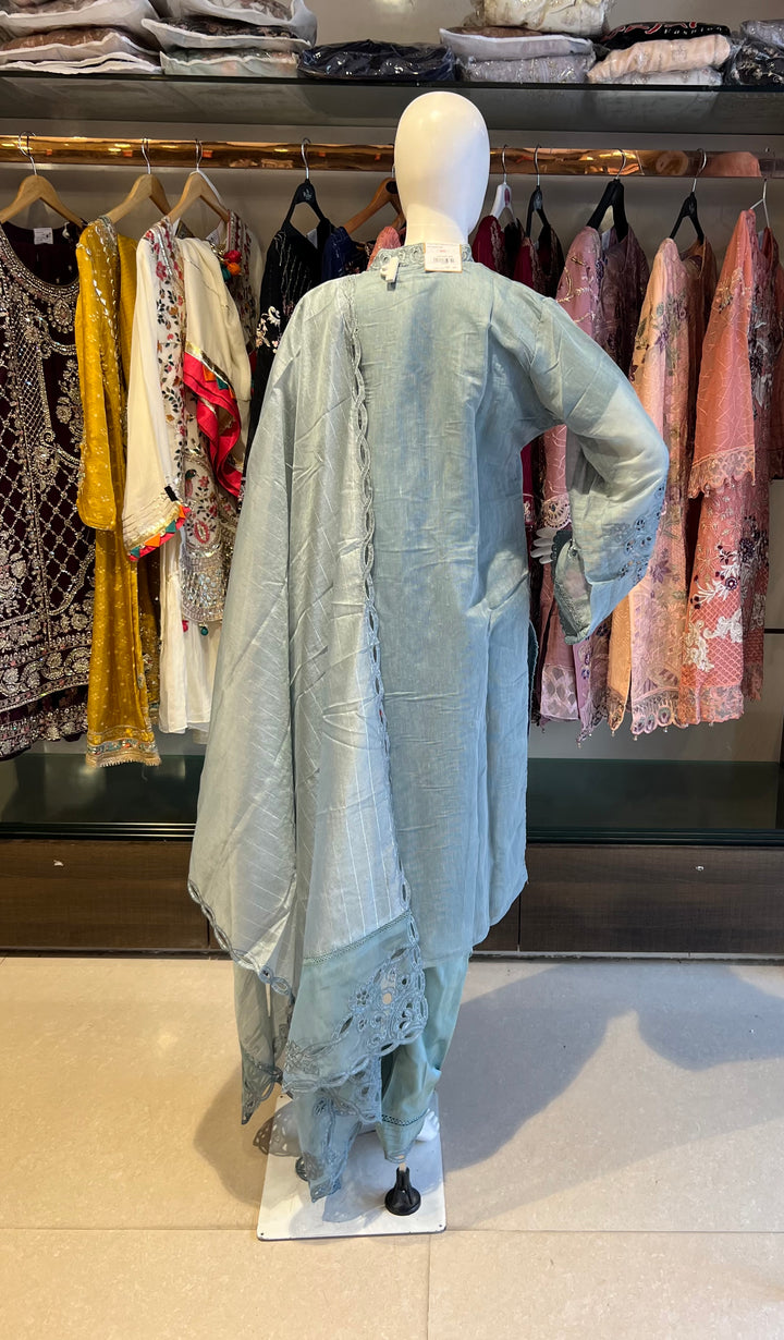 AAB-E-SABZ CUT WORK DESIGNER SUIT- AAF09