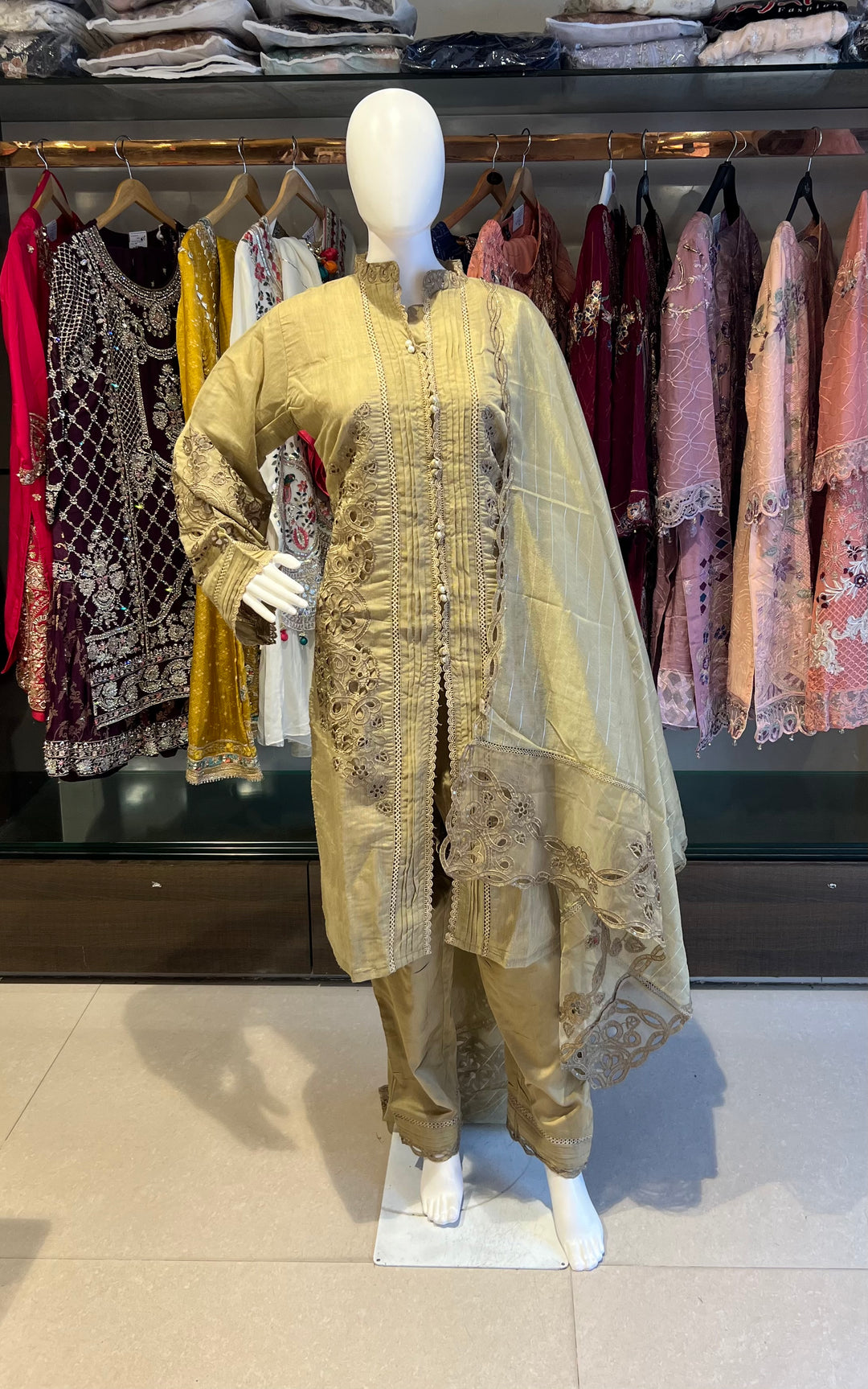 AAB-E-SABZ CUT WORK DESIGNER SUIT- AAF09