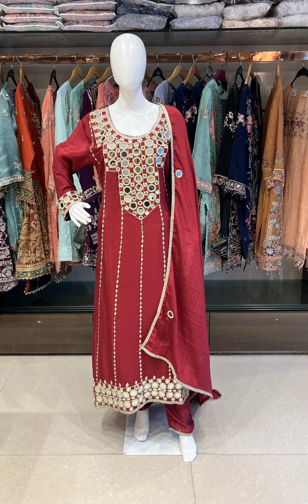 KHAS DESIGNER MIRROR WORK SUIT - MAL01