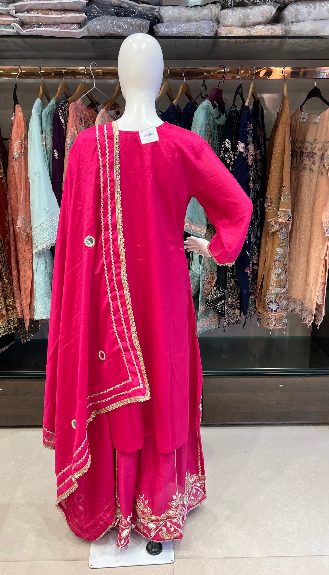 KHAS DESIGNER CHINON MIRROR N GOTA PATI WORK SUIT - MAL02