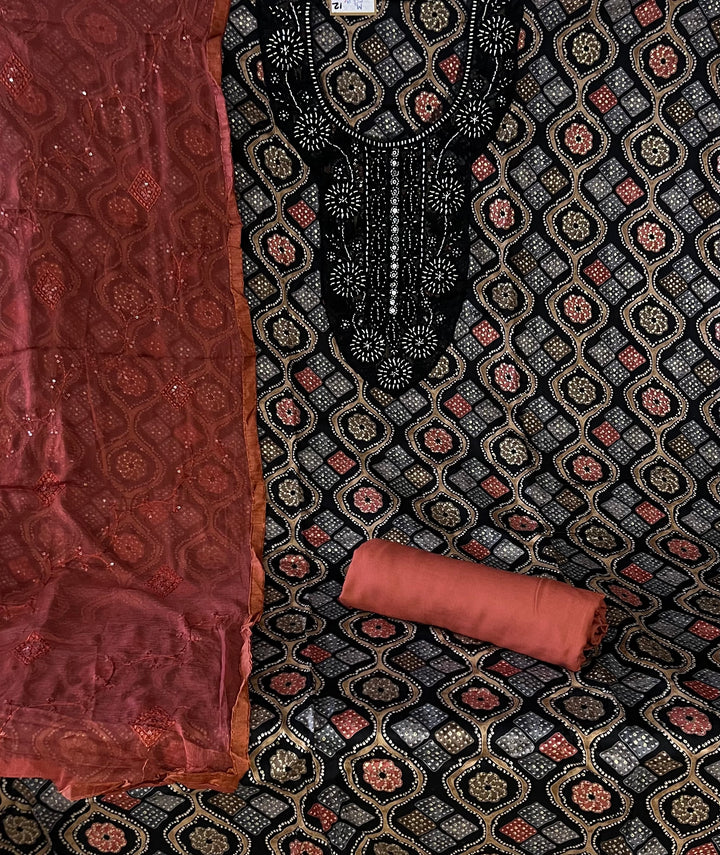 DESIGNER UNSTITCHED DRESS MATERIAL - IKEJ12