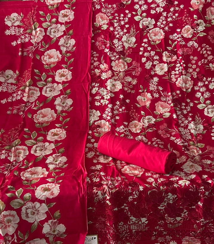MEHAR DESIGNER UNSTITCHED COTTON DRESS MATERIAL - BTB010