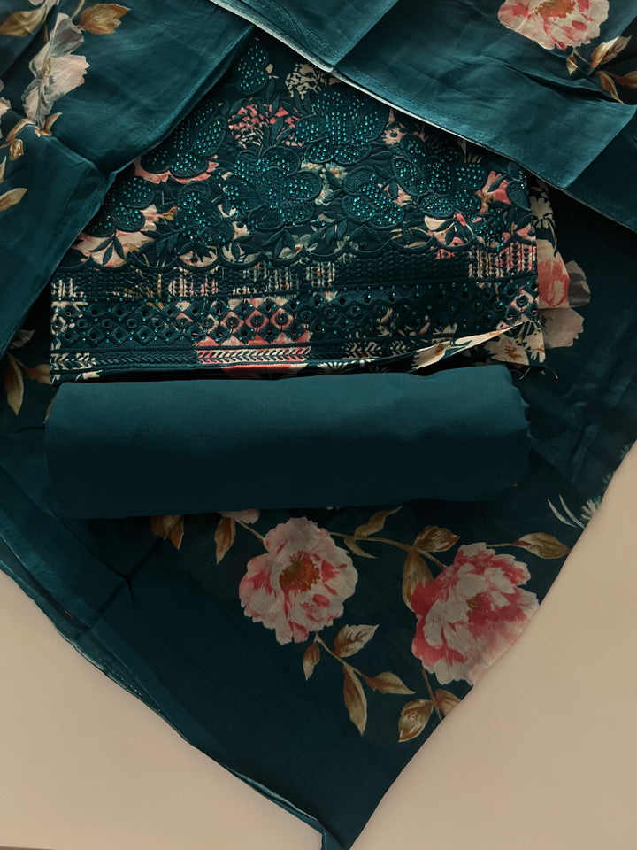 MEHAR DESIGNER UNSTITCHED COTTON DRESS MATERIAL - BTB010
