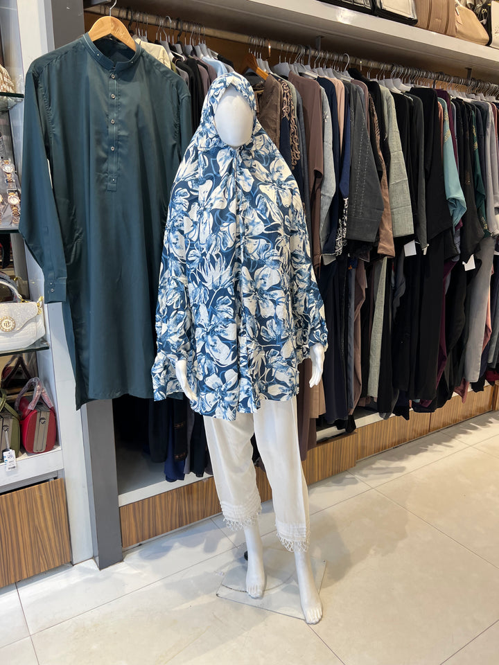 RAYON PRINTED LONG NAMAZ JILBAB HIJABS (WITH SLEEVES) - BTJ05