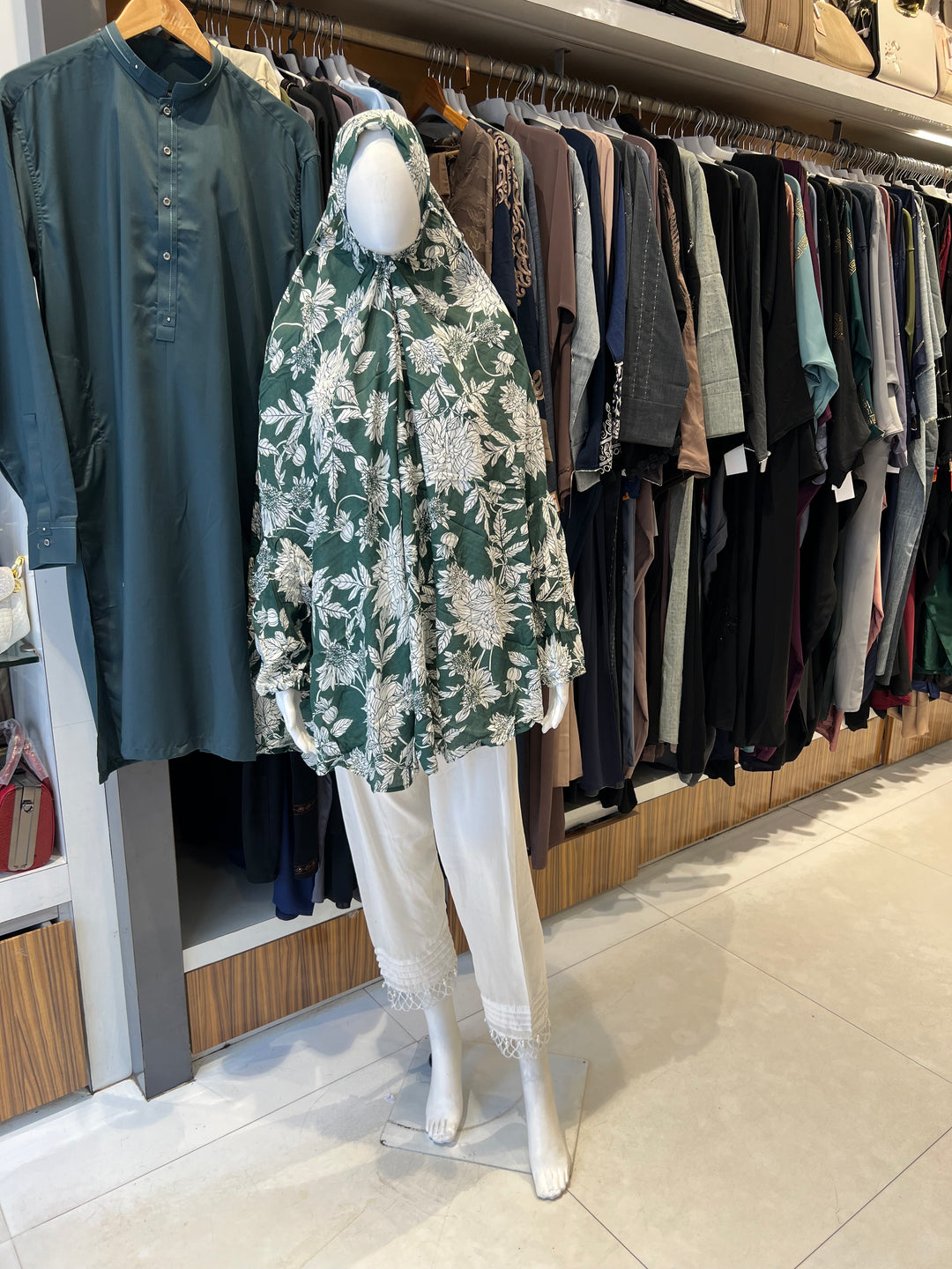 RAYON PRINTED LONG NAMAZ JILBAB HIJABS (WITH SLEEVES) - BTJ05