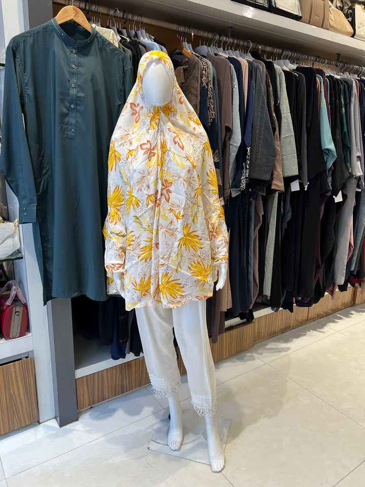 RAYON PRINTED LONG NAMAZ JILBAB HIJABS (WITH SLEEVES) - BTJ05