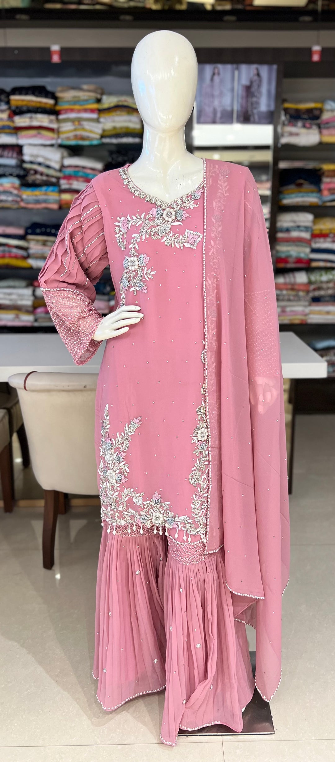 MINAL EMB SHARARA DESIGNER SET-KM10