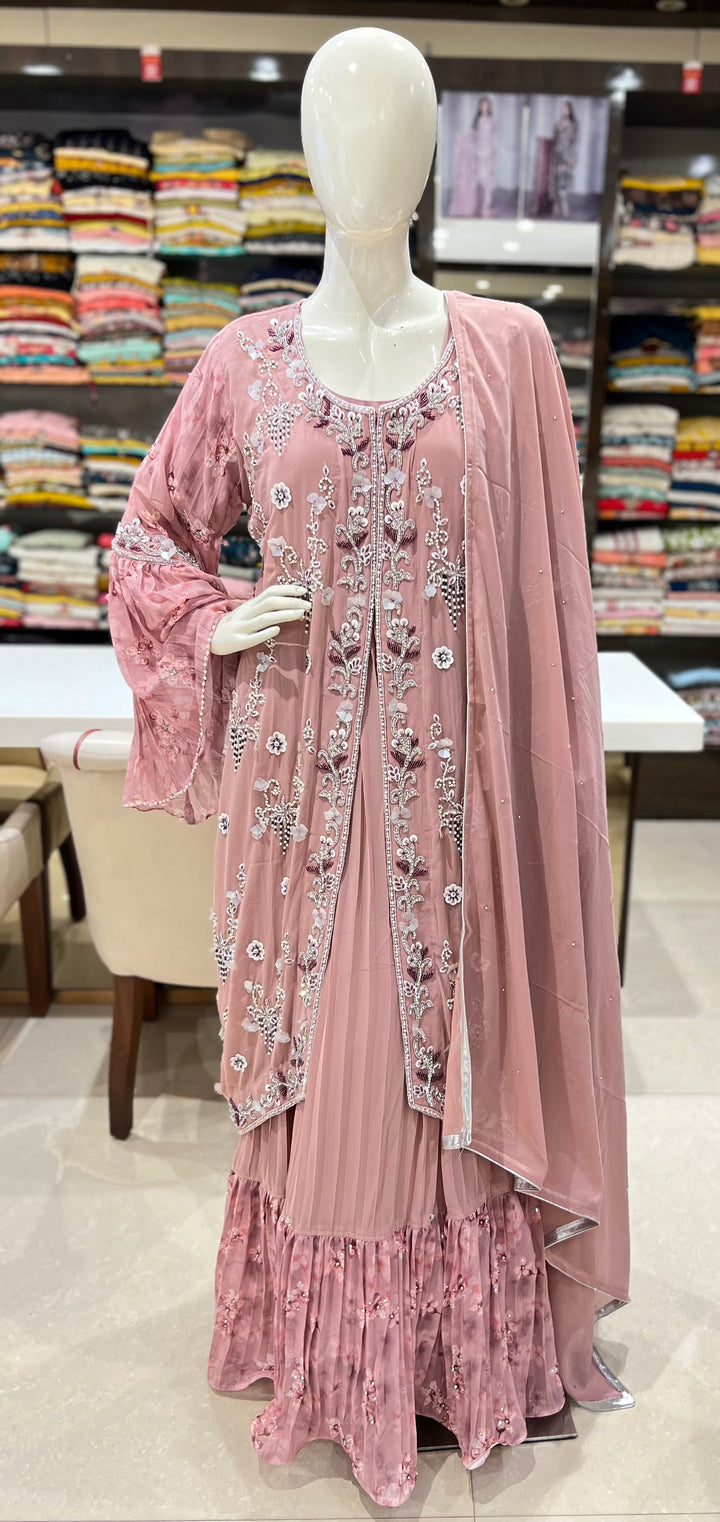 KARISHMA EMB DESIGNER FROCK WITH LONG KOTI -KM08/2