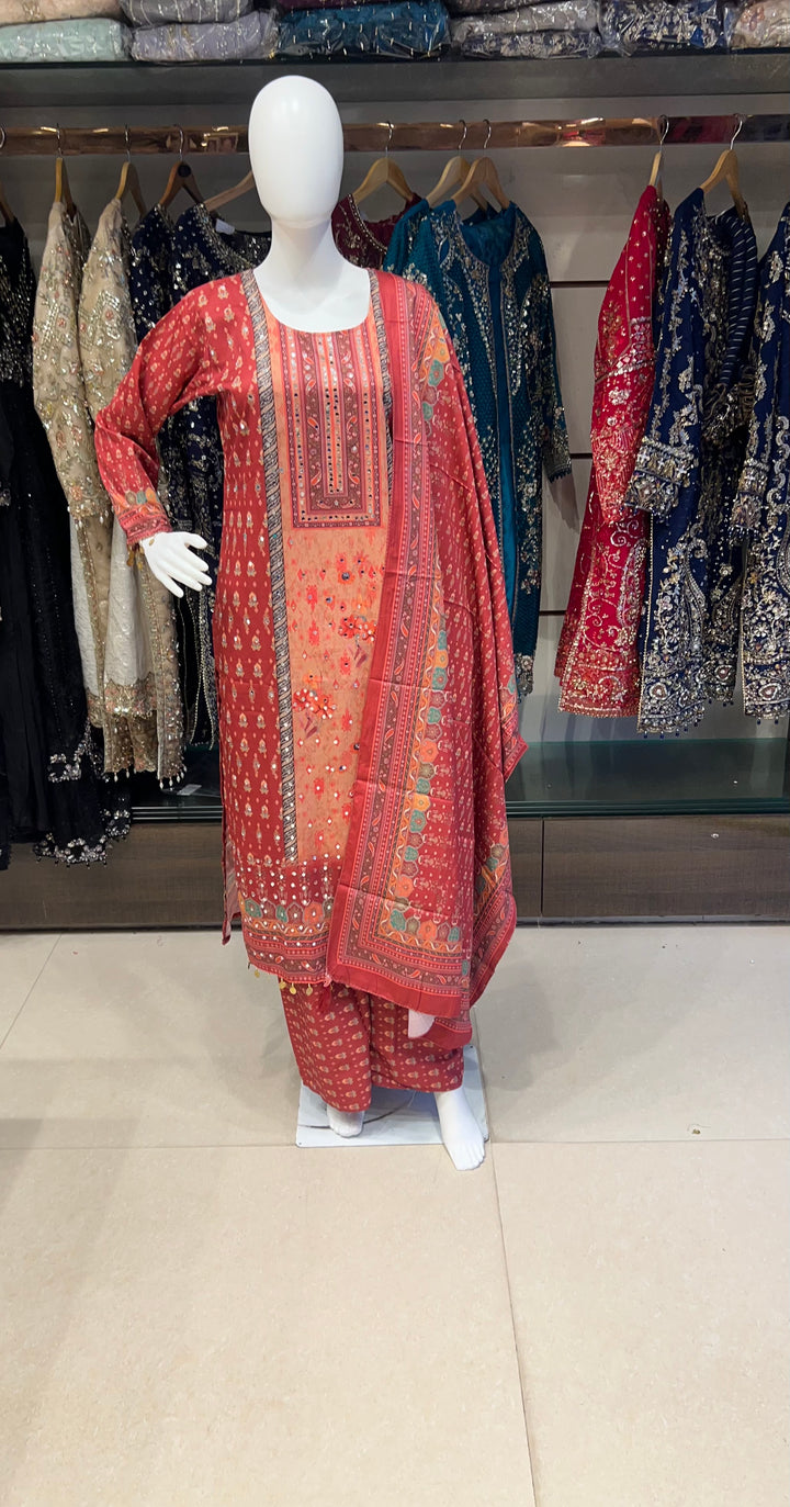 PURE CREPE MIRROR WORK DESIGNER SUIT-IKKN02