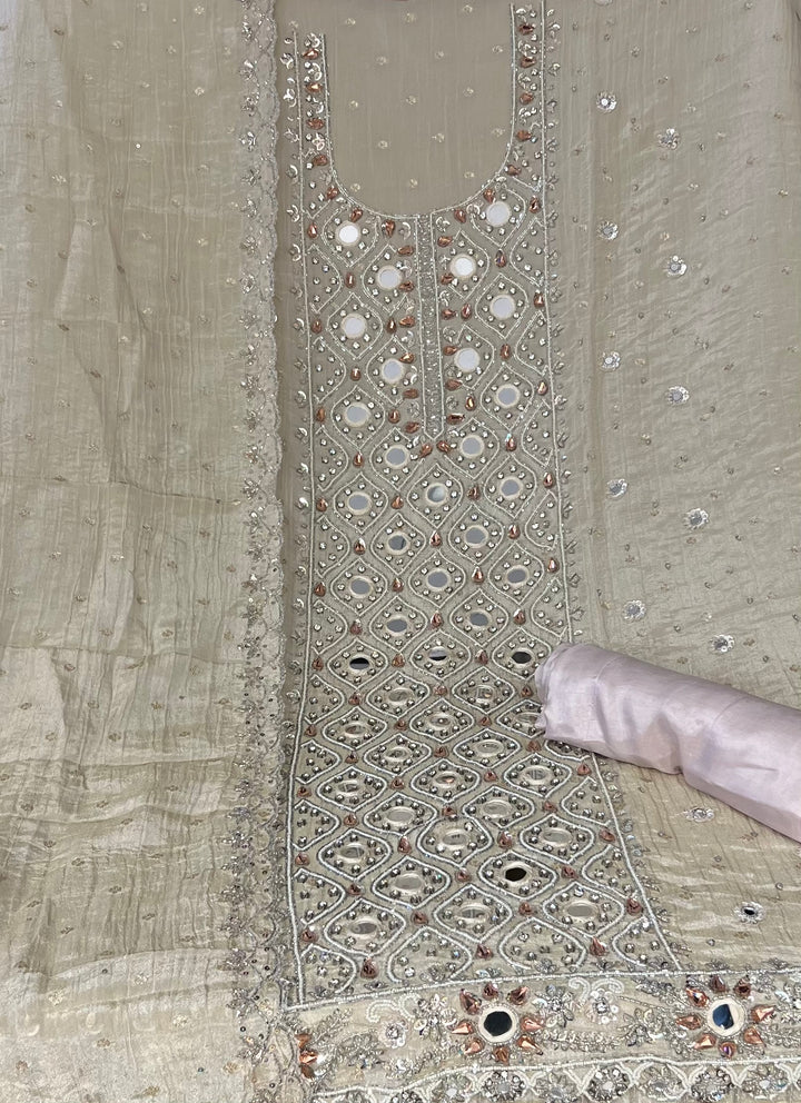 KASHEESH MIRROR WORK DESIGNER UNSTITCHED DRESS MATERIAL - MAMT16
