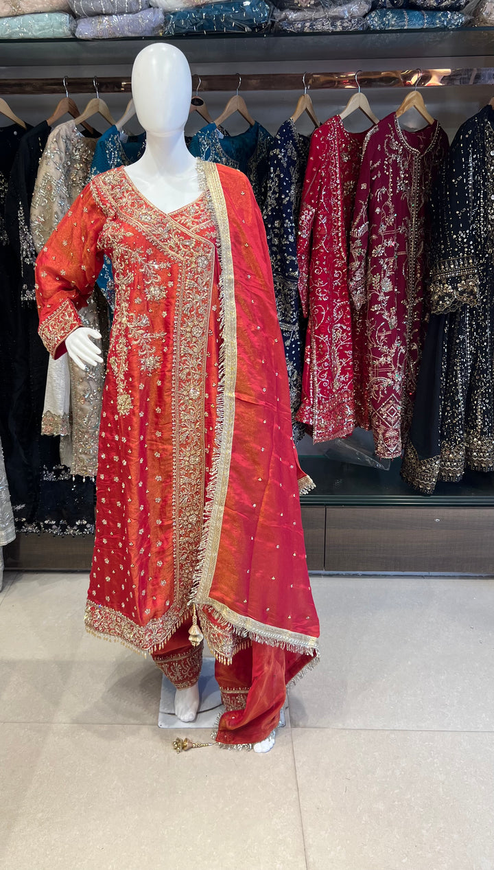 PAKISTANI ANGRAKHA ZARDOZI HAND WORK DESIGNER SUIT - JM02