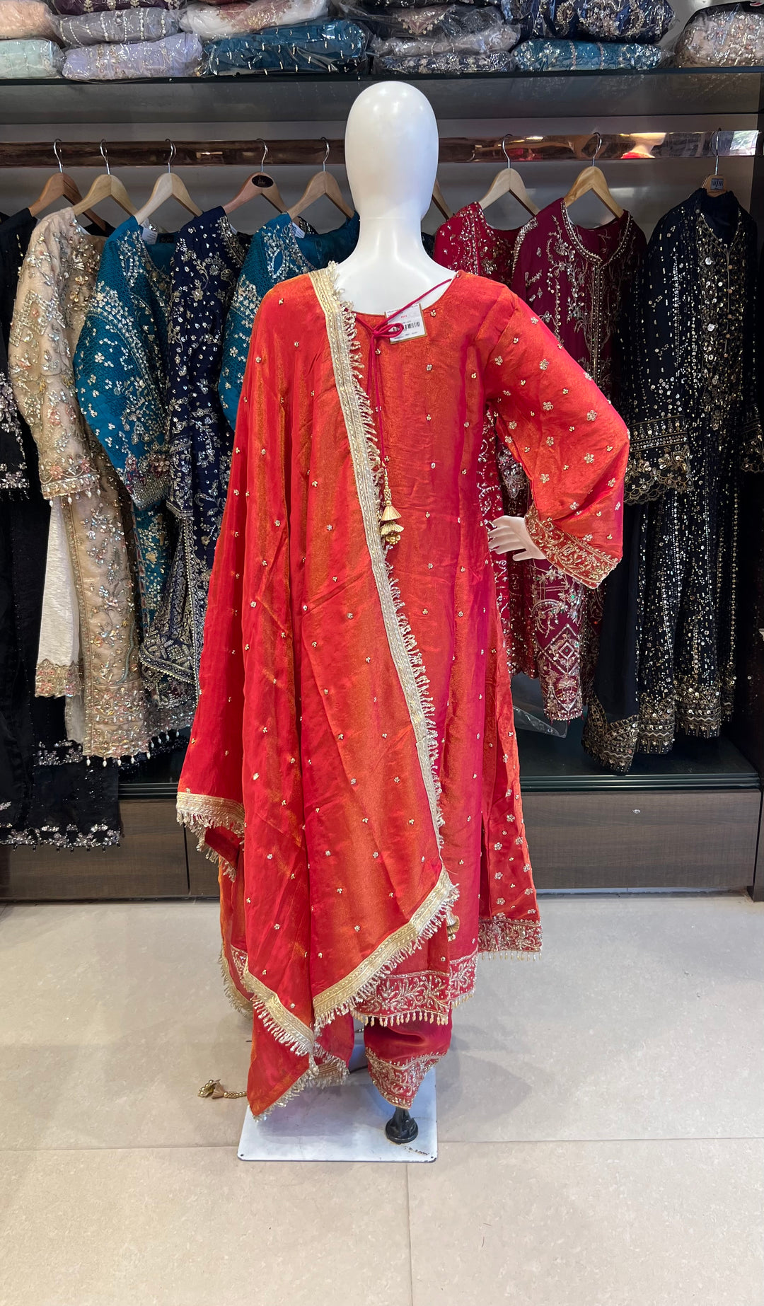 PAKISTANI ANGRAKHA ZARDOZI HAND WORK DESIGNER SUIT - JM02