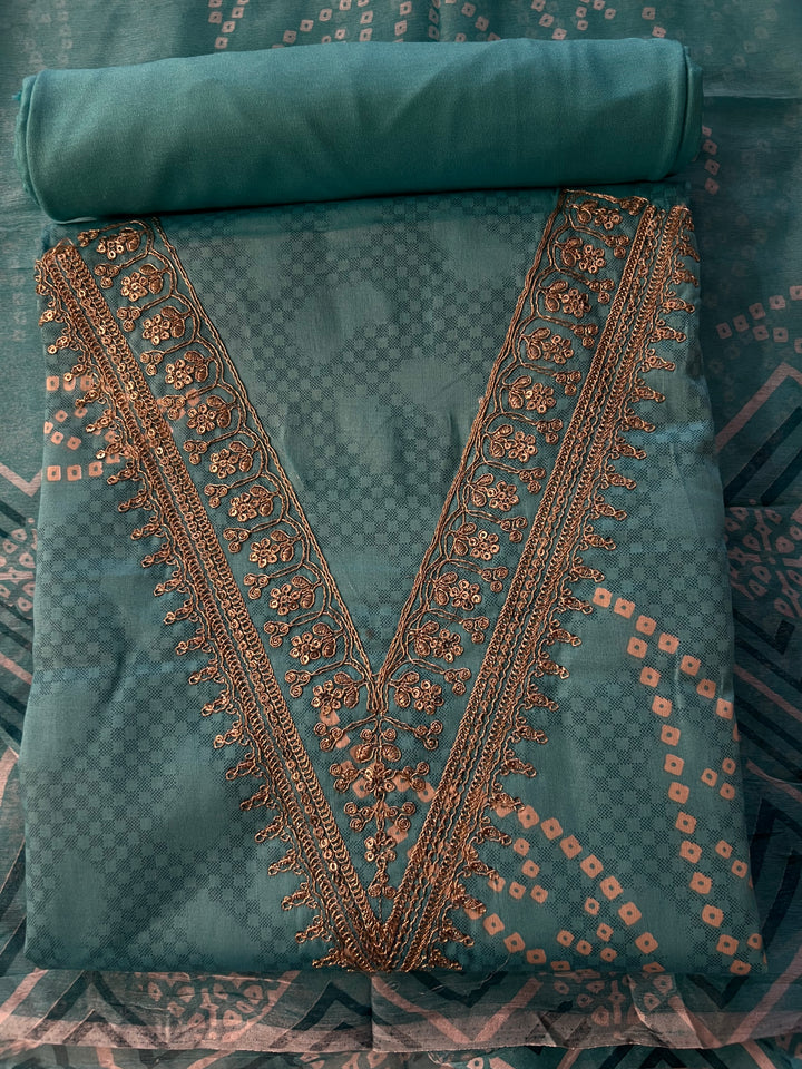 DESIGNER UNSTITCHED DRESS COTTON MATERIAL - IKZP08