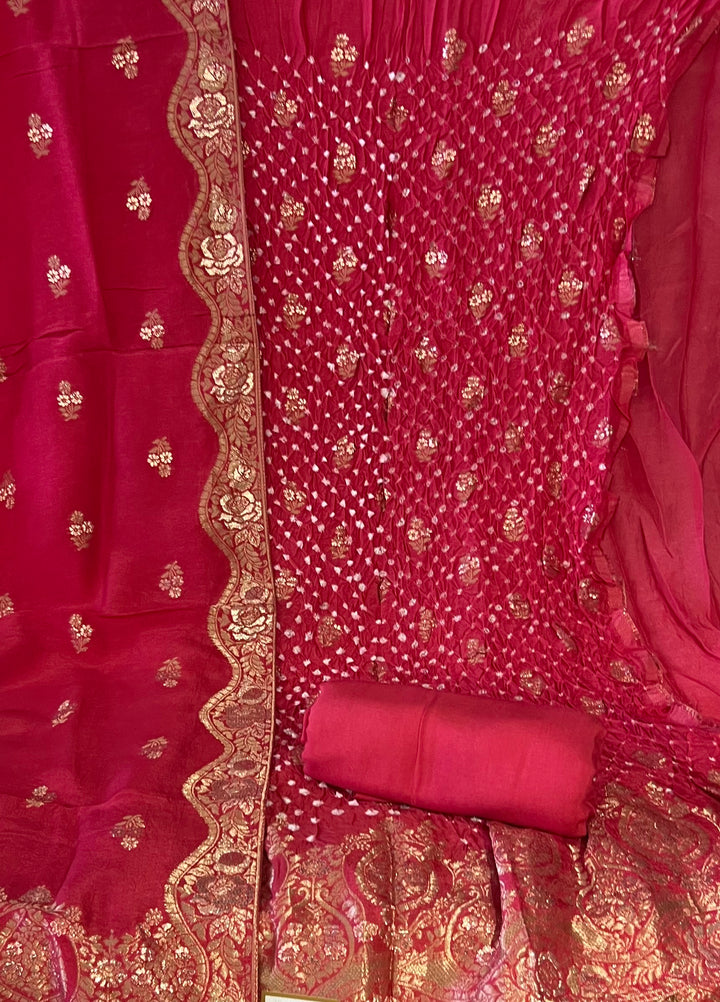 DESIGNER UNSTITCHED BANARASI CRUSH DRESS MATERIAL - BRT33