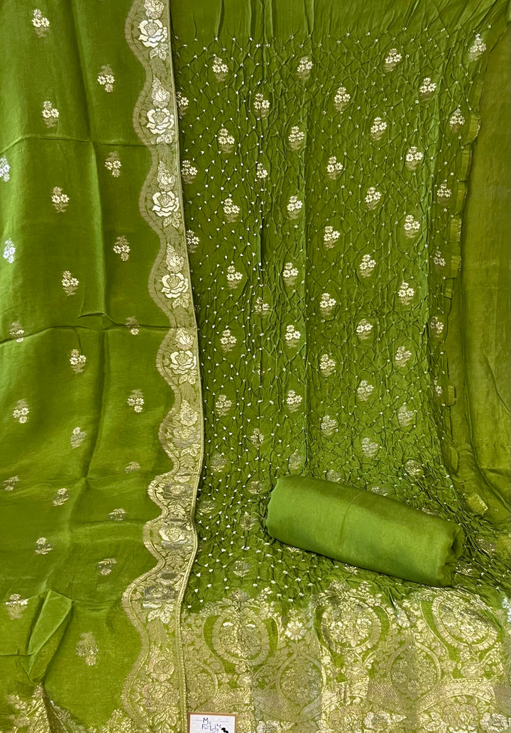 DESIGNER UNSTITCHED BANARASI CRUSH DRESS MATERIAL - BRT33