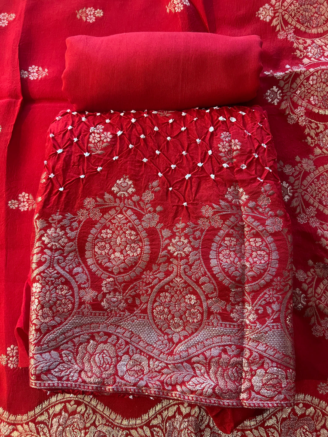 DESIGNER UNSTITCHED BANARASI CRUSH DRESS MATERIAL - BRT33