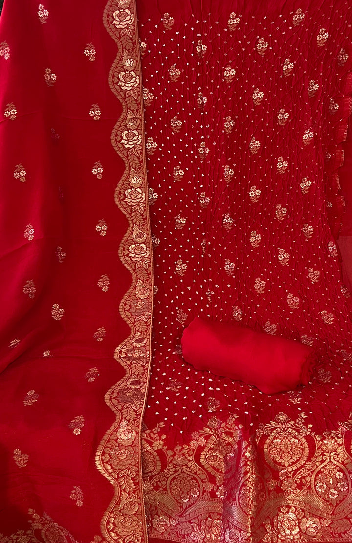 DESIGNER UNSTITCHED BANARASI CRUSH DRESS MATERIAL - BRT33