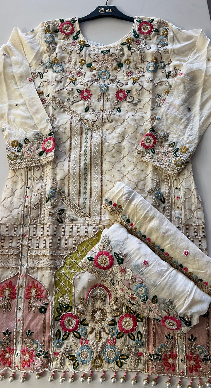 SAFA KASHMIRI WORK  DESIGNER DRESS - BRT94