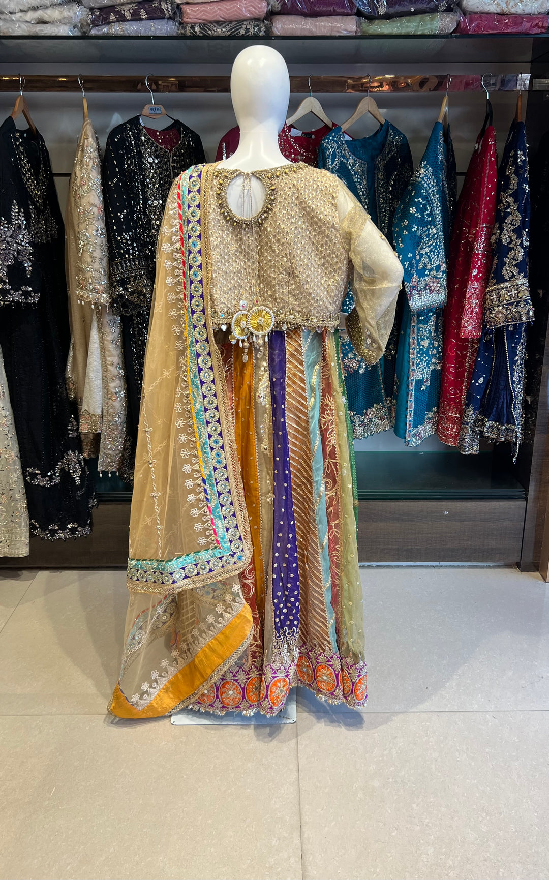 PAKISTANI KHUDABAKSH MULTICOLOUR GOWN  - MTR07