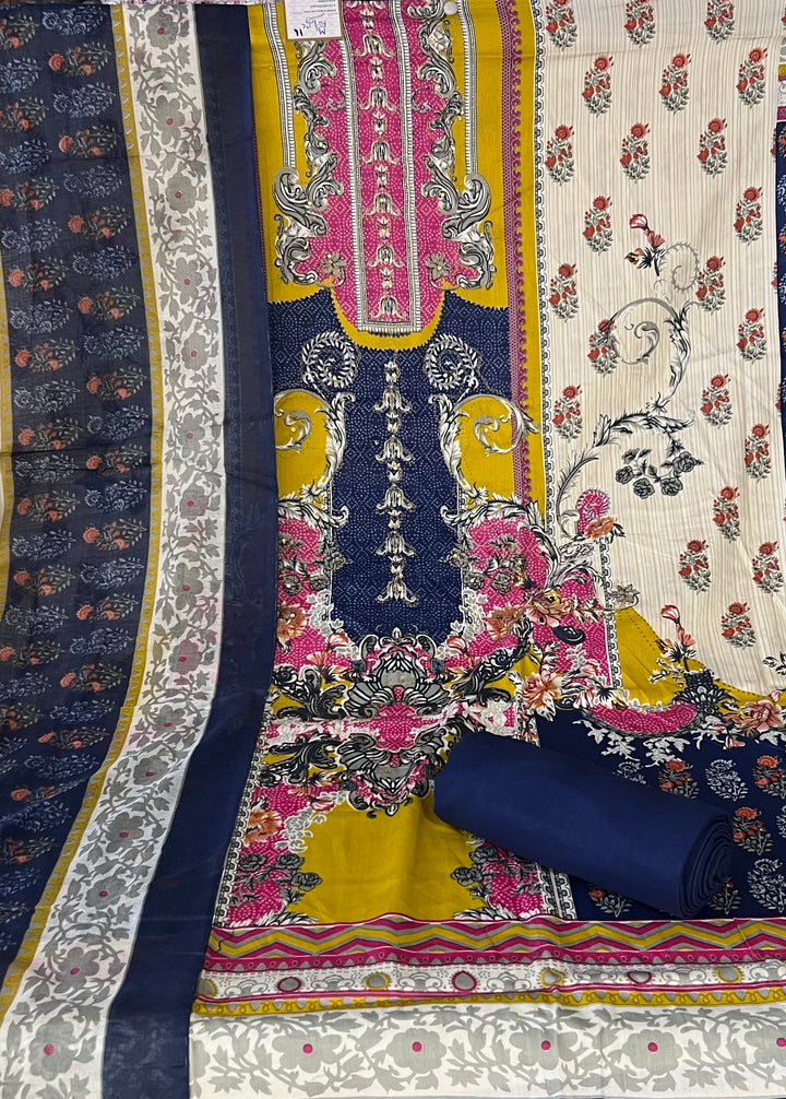 KUSHI DESIGNER UNSTITCHED DRESS MATERIAL-IKLB016