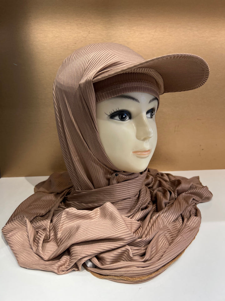 Super Hit Ribbed Fabric Summer Hijabs with Inner Tube Cap- BJ024
