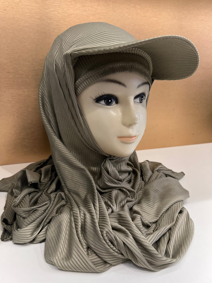 Super Hit Ribbed Fabric Summer Hijabs with Inner Tube Cap- BJ024