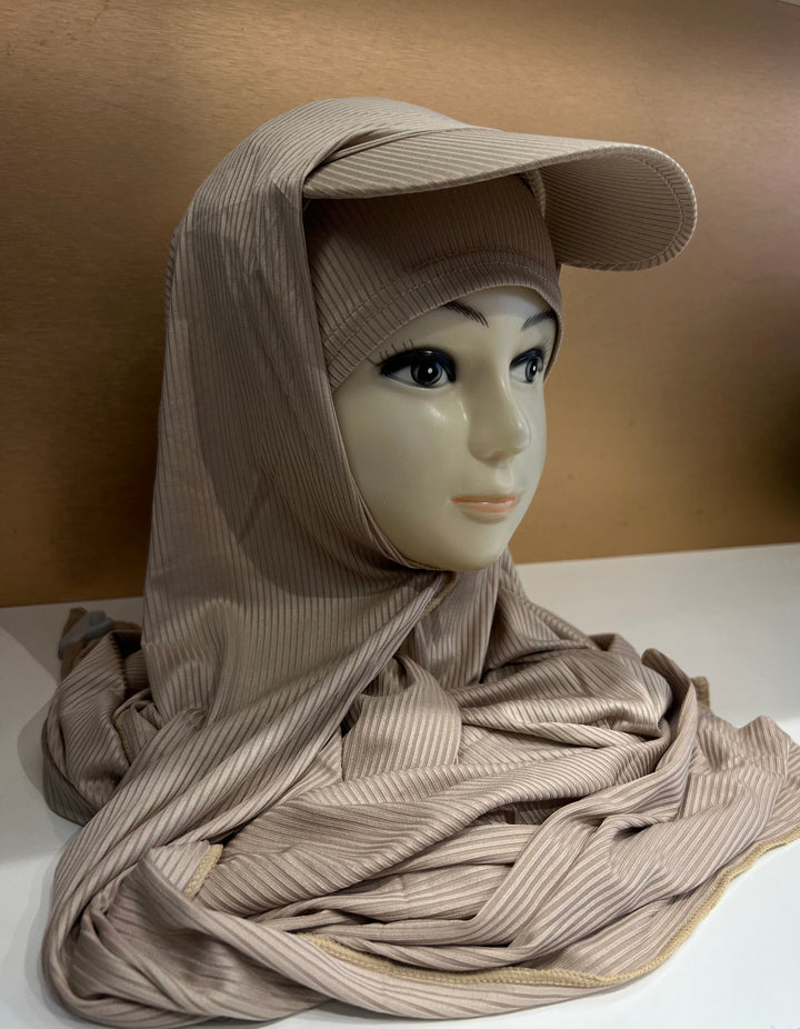 Super Hit Ribbed Fabric Summer Hijabs with Inner Tube Cap- BJ024