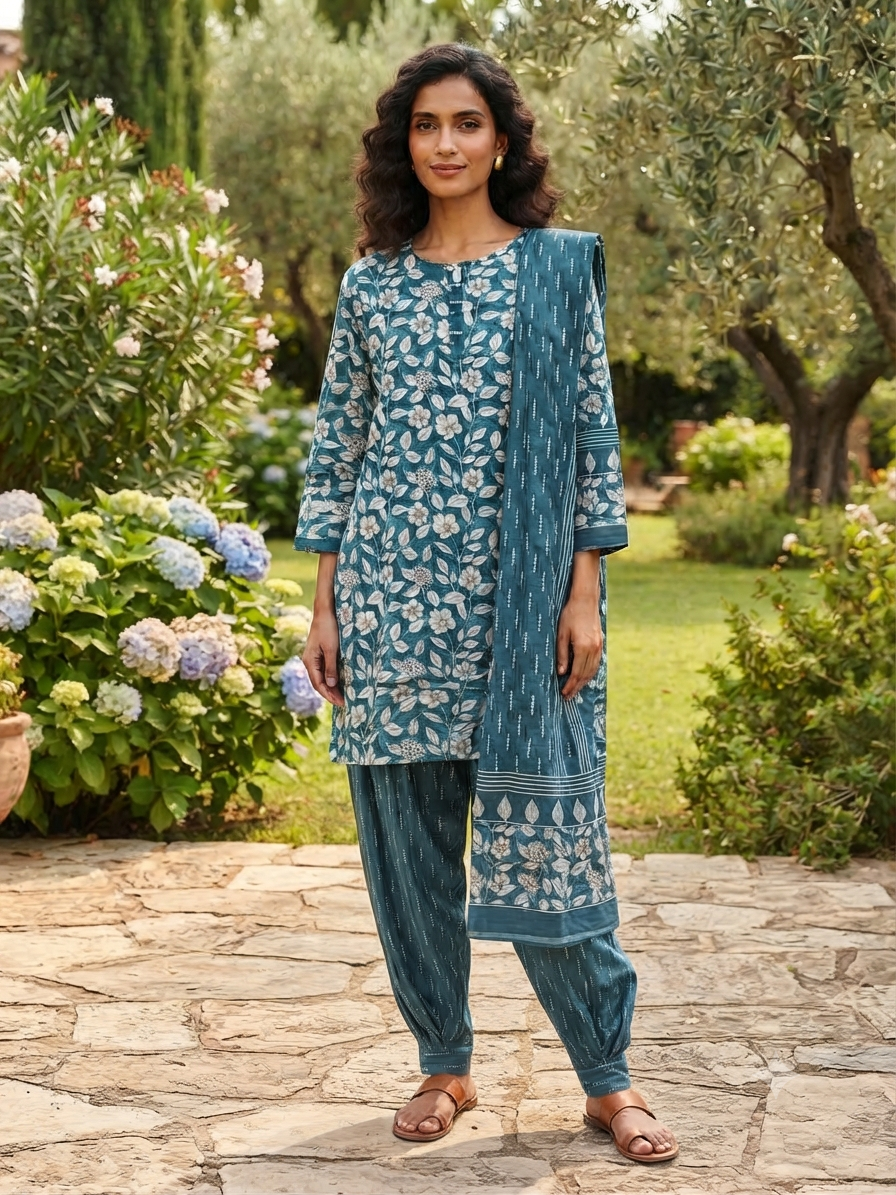 ELITE FESTIVE READYMADE COTTON SUIT-MZR07 (PLUS SIZE)