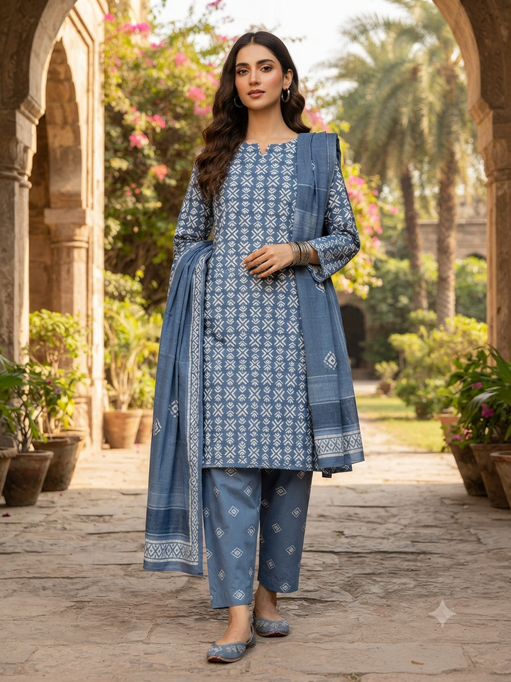 ELITE FESTIVE READYMADE COTTON SUIT-MZR07 (PLUS SIZE)