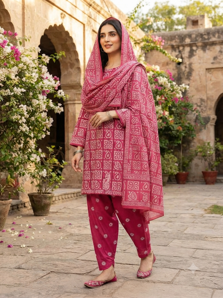 ELITE FESTIVE READYMADE COTTON SUIT-MZR07 (PLUS SIZE)