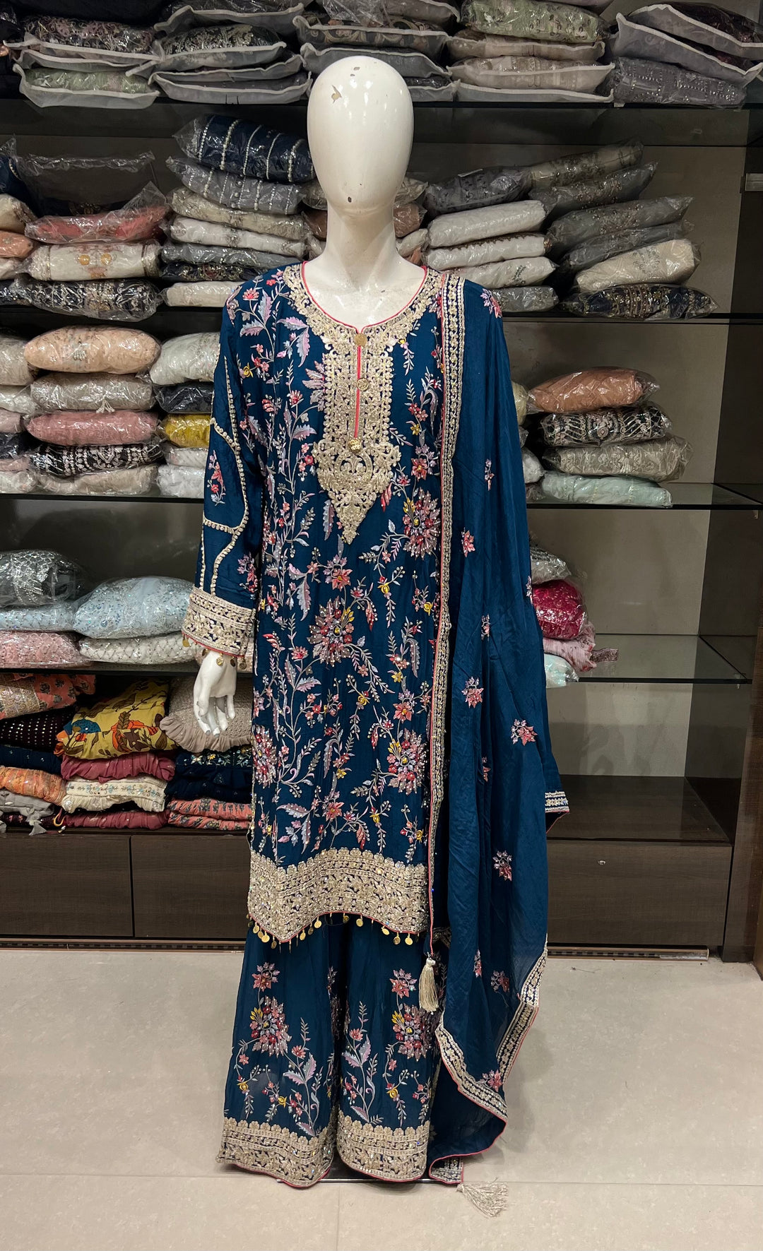 KASHMIRI WORK DESIGNER SUIT-IKRRA02/BLUE