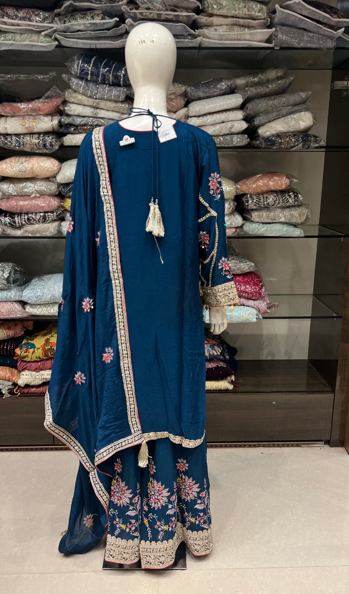 KASHMIRI WORK DESIGNER SUIT-IKRRA02/BLUE