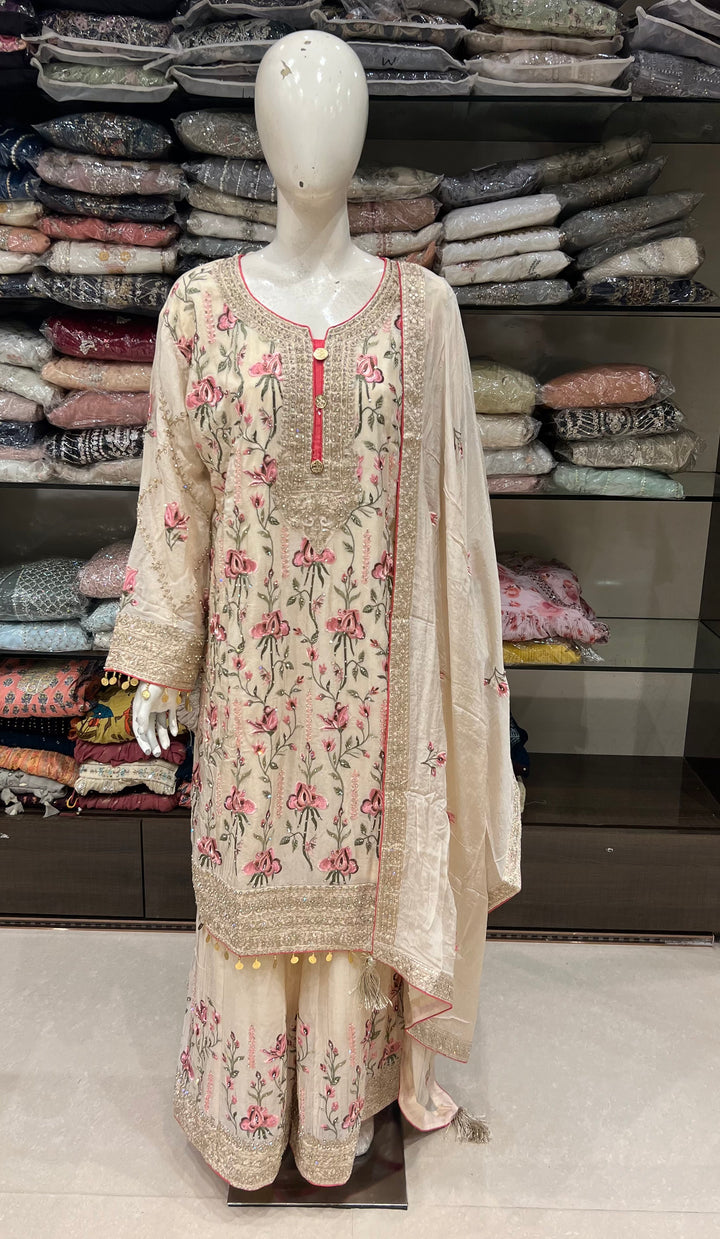 KASHMIRI WORK DESIGNER SUIT-IKKARA02/OFF WHITE