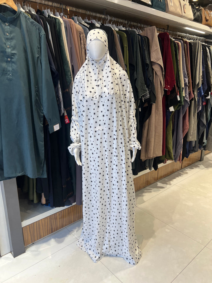 AYESHA PRAYER DRESS SOFT REYON PRINT EHRAAM NEW COLOURS (FULL LENGTH)BJ011