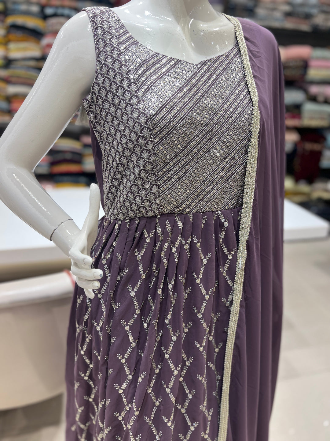 light brown gown with dupatta =ha119