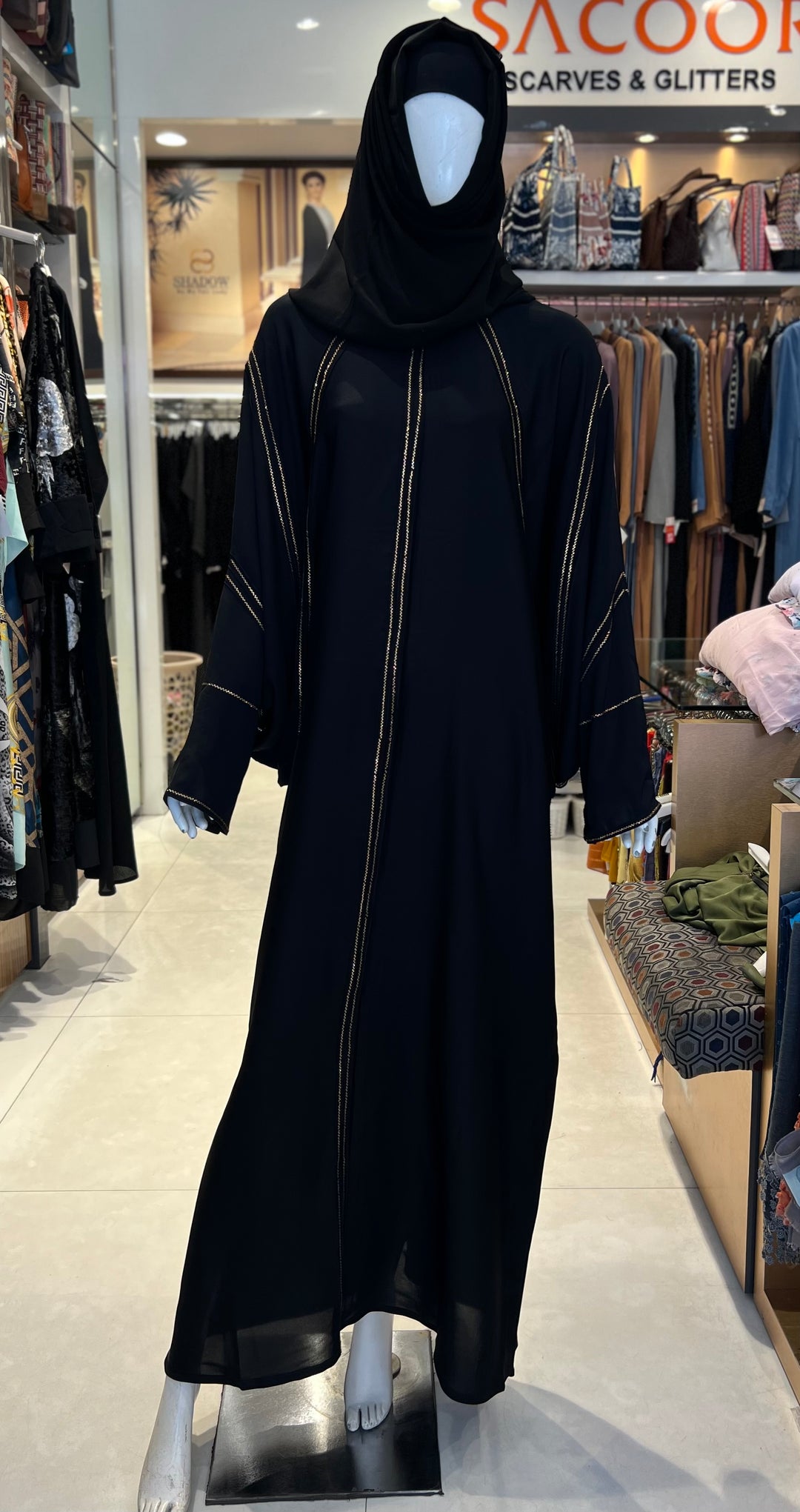 golden stone work abaya - j1252A