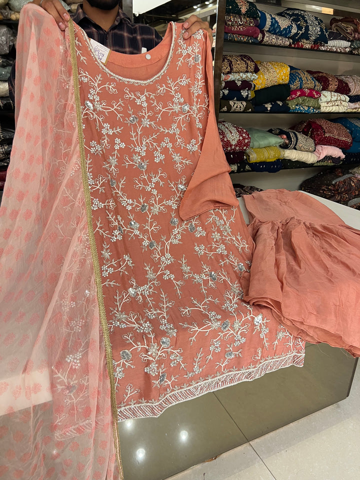 Italian Georgette Peach-7611