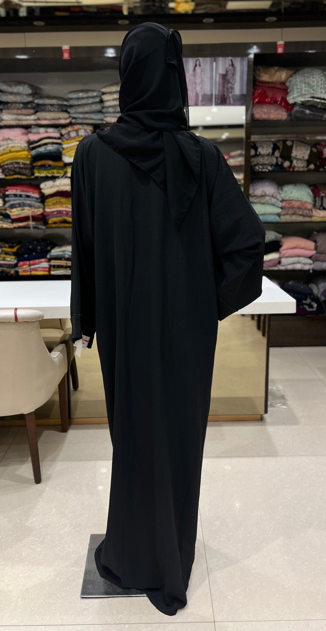 abaya black moti work-182