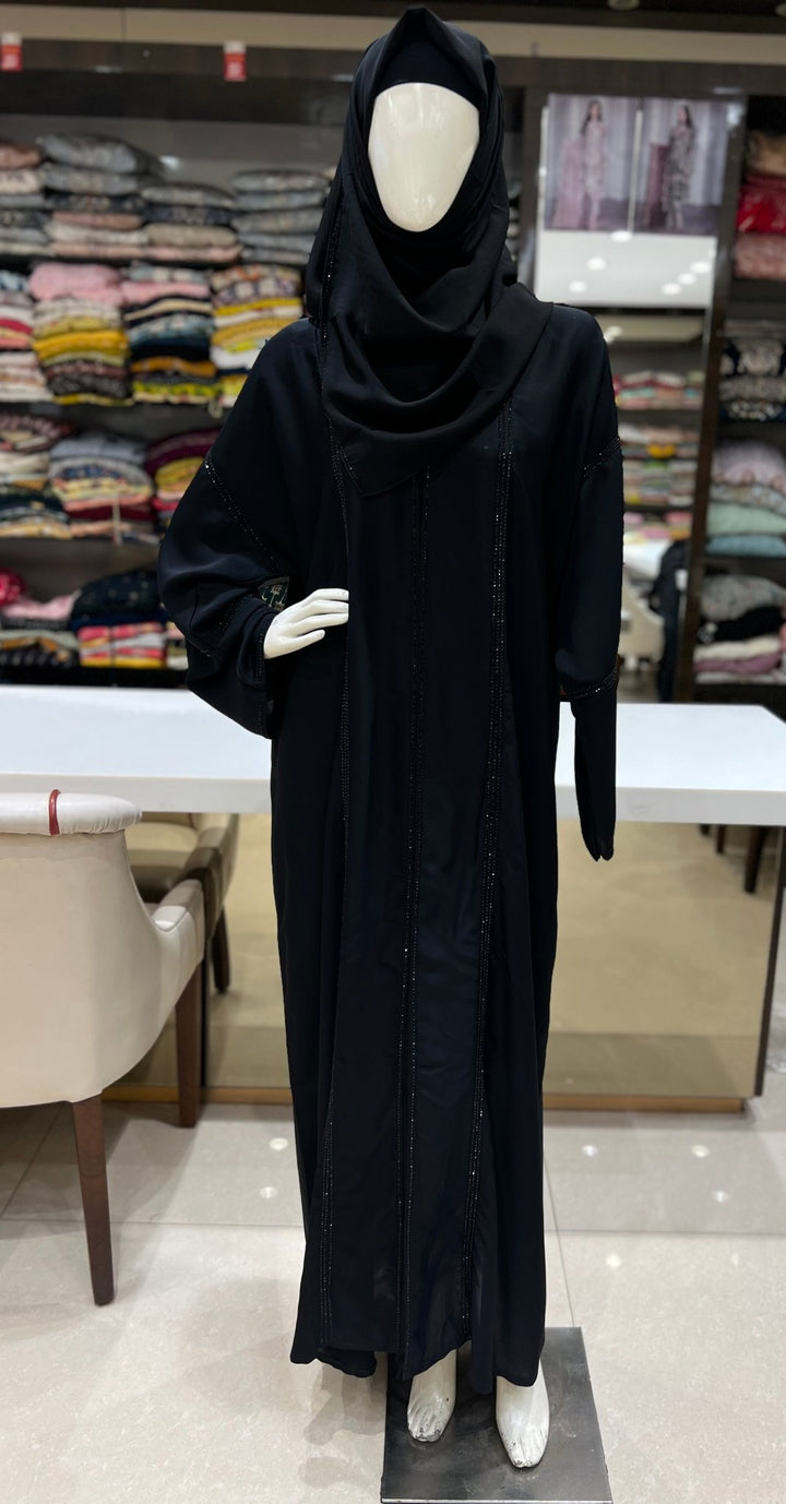 abaya black moti work-2609